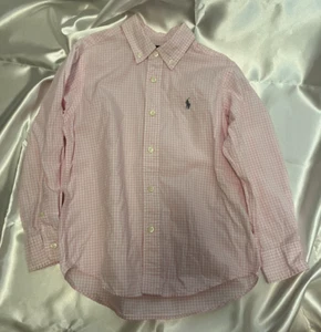 Ralph Lauren Long Sleeve shirt 120 approx. 6T Check pattern Pink and white - Picture 1 of 18