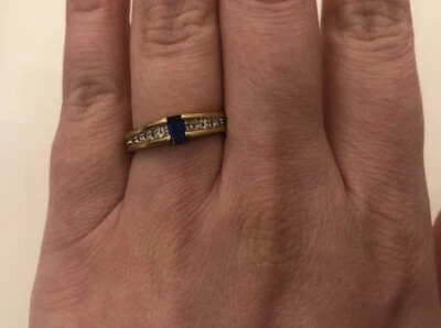 Ring Größe 8 57 Pierre Lang Schmuck PL vergoldet mit blauem und klaren Steinen - Bild 1 von 4