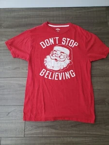 T-shirt rossa Babbo Natale Don't Stop Believing taglia M - Foto 1 di 5