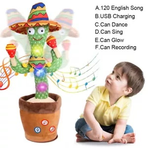 Dancing Cactus Repeat Talk Sing Glow Interactive Plush Toy for Kids | USB | USA - Picture 1 of 6