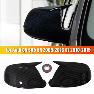 Carbon Fiber Mirror Cover Caps w/o Side Assist For Audi Q5 SQ5 8R 09-16 Q7 10-15 - Foto 1 di 11