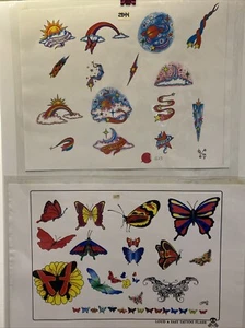 2 Sheets JDS Cates Loud & Fast 94 99 Tattoo Flash Wall Art Butterfly Rainbow - Picture 1 of 5
