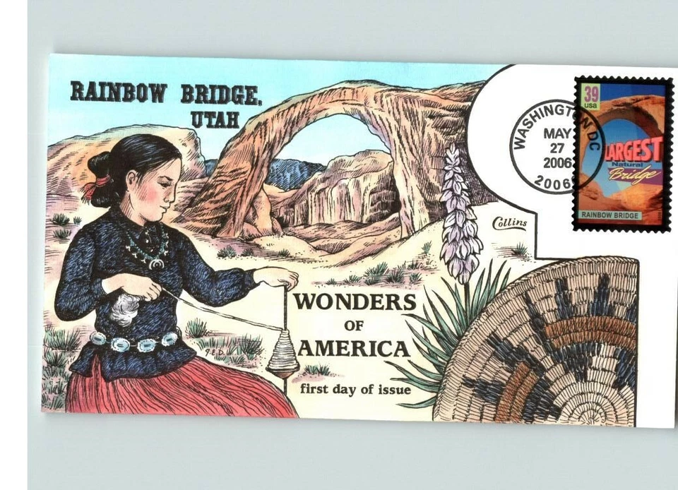 Hand Painted pic RAINBOW BRIDGE, UTAH, World's LARGEST BRIDGE, First Day of Issu - Image 1 of 1