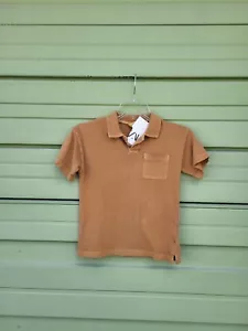 ZARA Kids Boys LIGHT BROWN POLO T-HIRT Short Sleeve Cotton Size 3 4 YEARS #6336B - Picture 1 of 12
