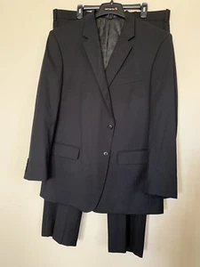 Adolfo Suit Black Jacket 44R Pants 40 X 30 Rayon Polyester Blend - Picture 1 of 18