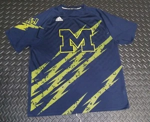 Adidas Mens Michigan Wolverines Hail! Navy Short Sleeve Shirt Climalite Size XL - Picture 1 of 12