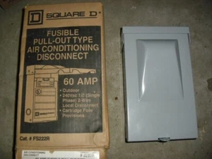 SQUARE D 60A Fusible Pull Out HVAC FS222R Disconnect Switch 240 Vac 3R Ser. F1 - Picture 1 of 3