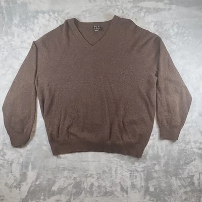 Jos. A. Suéter Bank 100% Cachemira Cuello en V Tejido Suave Pullover Marrón XL Foto 1 de 4