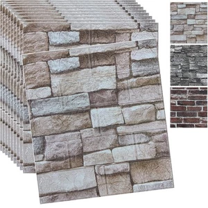 10PCS 3D Wall Panels Peel and Stick 3D Brick Wallpaper Peel and Stick Faux St... - Picture 1 of 6