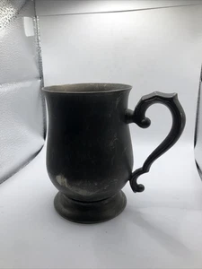 Taza jarra de peltre de metal vintage taza mango de desplazamiento pesado. Sin marca. - Imagen 1 de 7