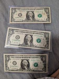 One Dollar ***Star Note*** B 2013 Series Duplicate Error Bills Set of 3 - Picture 1 of 2
