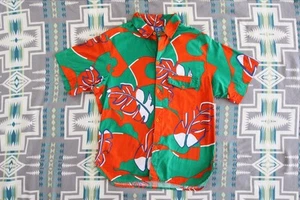 Vintage OCEAN PACIFIC SHIRT Med/Large Orange /green Hawaiian Camp Floral OP Surf - Picture 1 of 6