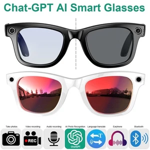 Smart Glasses Video Recording Chat-GPT AI Photos Bluetooth Earphone Sunglasses - Picture 1 of 24