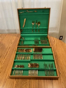 90 Piece Vintage Samran Thailand Bronze Flatware - Serving 7 - With Box - Picture 1 of 9