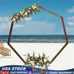 Wedding Arch 7.2ft Heptagonal Wood Arch ceremony Party Backdrop Flower Stand Dec - Picture 1 of 13