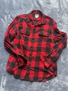Old Navy Hemd Herren Größe M rot kariert Langarm Flanell Knopfleiste Regular - Bild 1 von 9