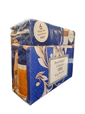 New Hotel Bamboo Collection 1800 Sheet Set King Size 6pcs Bamboo Wrinkle Free - Image 1 of 4