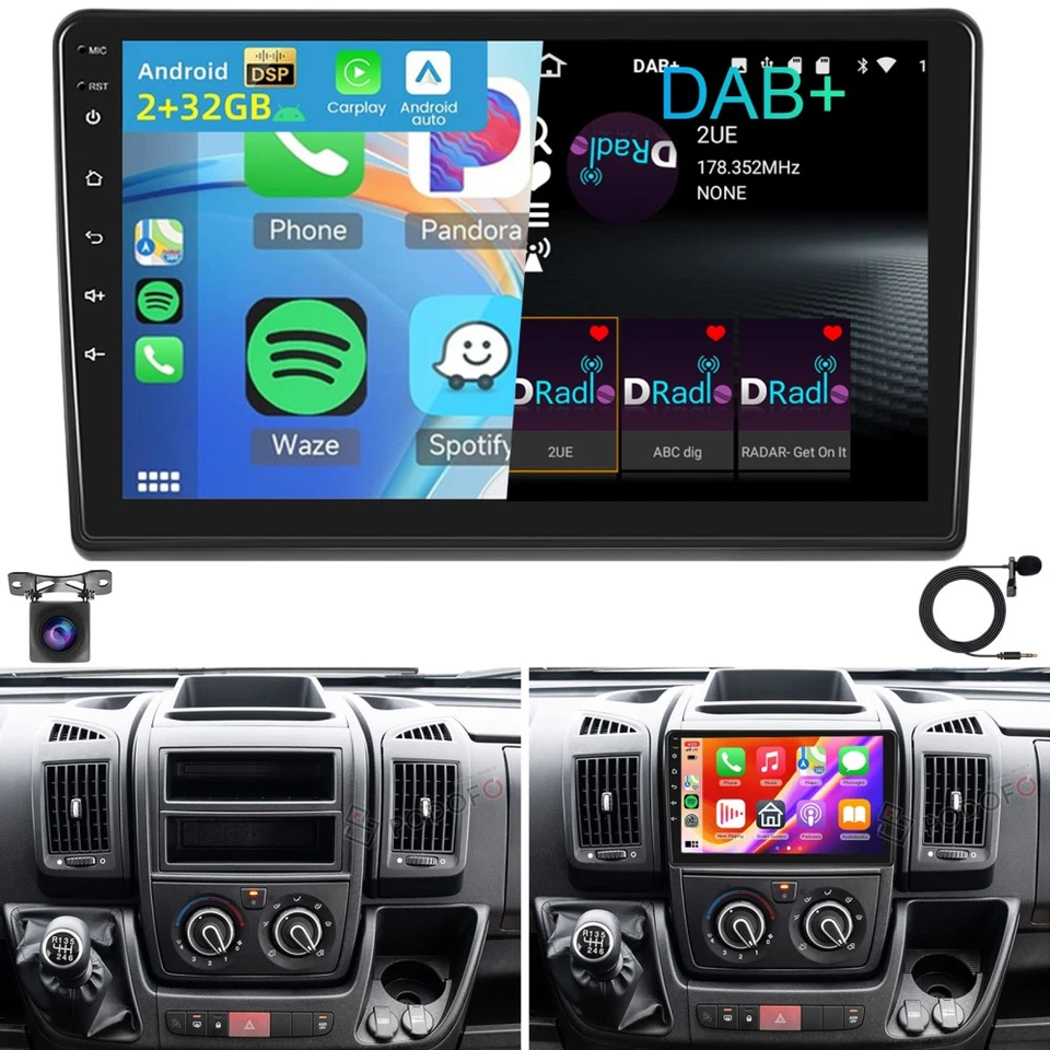 DAB+ Für Fiat Ducato 2007-2023 Carplay Android 15 Autoradio GPS Navi WIFI 2+32GB - Bild 1 von 4