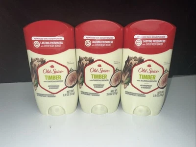 PACK OF 3-Old Spice TIMBER Sandalwood Antiperspirant/Deodorant Each 2.6oz  New - Image 1 of 4