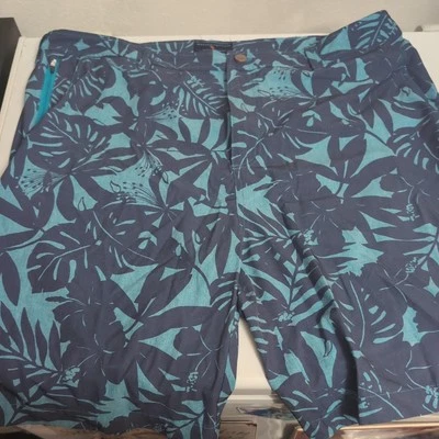 Pantalones Cortos Margaritaville Para Hombre Talla 38 Azul Floral Bolsillos Caminata Golf Natación Activa Foto 1 de 4