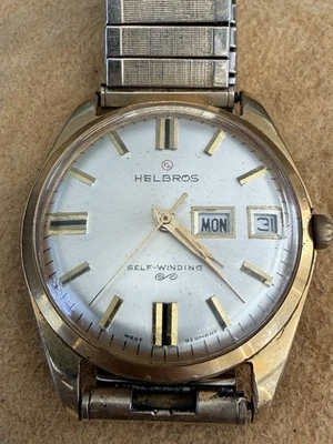 Винтажные автоматические часы Helbros день-дата — Западная Германия — рабочие — золотистые - Изображение 1 из 4
