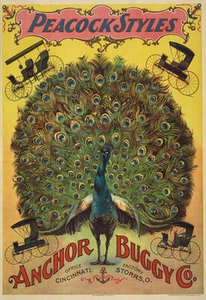 Póster publicitario de carrito victoriano de carro pavo real vintage A4 reimpreso - Imagen 1 de 1