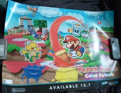 Póster Nintendo Paper Mario Color Splash Wii U Promo NO CASI NUEVO Foto 1 de 4
