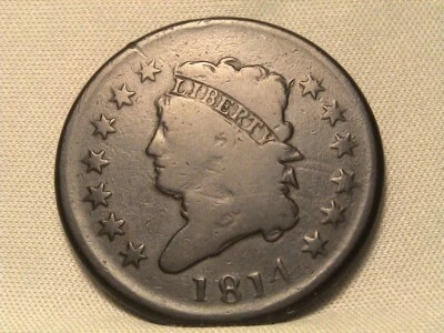 1814 Classic Head Large Cent Plain 4! - Image 1 of 3