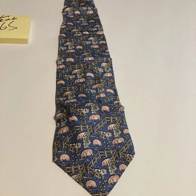 Beaufort Tie Rack Pigs Print Silk Necktie  Designer - Imagem 1 de 4