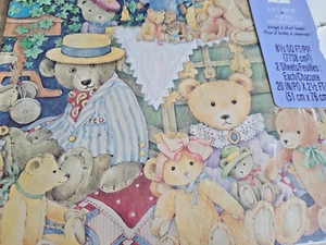 Vintage Hallmark Ambassador Gift Wrap Wrapping Paper 2 Sheets Teddy Bears NEW - Picture 1 of 5