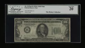 DBR 1934-A $100 FRN New York Mule Fr. 2153-Bm Legacy VF-20 Serial B07688015A - Picture 1 of 2