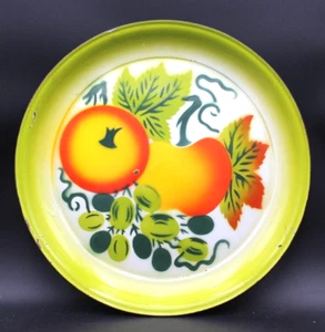 Vintage Enamel Ware Fruit Pattern Large 12" Platter MCM Kitchen Serving Platter - Picture 1 of 9