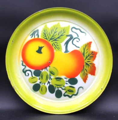 Vintage Enamel Ware Fruit Pattern Large 12" Platter MCM Kitchen Serving Platter - Image 1 of 4