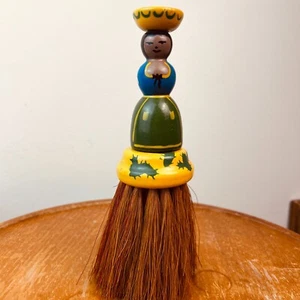 Antique Wooden Clothes Crumb Whisk Brush Primitive Painted Woman Home Decor - Picture 1 of 9