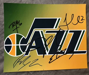 Utah Jazz Signed 8x10 Photo Logo NBA Mudiay Clarkson Bagdanovich - Picture 1 of 2