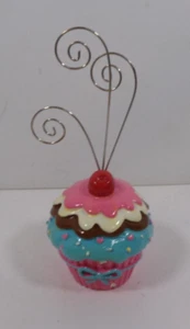 Cupcake Photo Picture Card Memo Note Holder Wire Clip Decor 8"Hx4"W Ceramic Colo - Picture 1 of 5