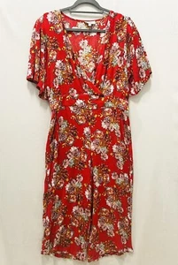 UMGEE Jumpsuit Women's Size Small Red Floral Short Sleeve Pockets - Picture 1 of 8