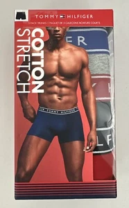 Tommy Hilfiger Cotton Stretch 3-Pack Trunks Men's Medium Blue Grey Red & Black - Picture 1 of 9
