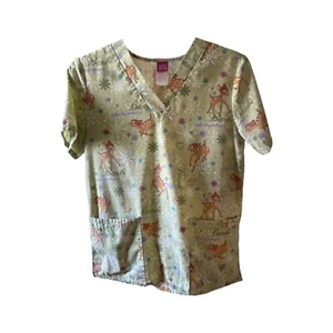 Disney Bambi Green Medical Scrub Top Size Small - Picture 1 of 4
