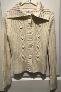 Energie Women’s Button Down Sweater Cardigan Size Large New with Tags New Cream - Picture 1 of 4