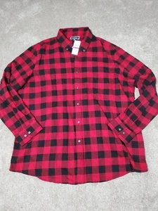 NWT Club Room Shirt Mens Size XXL 2XL Plaid Flannel Button Down Red Black Check - Picture 1 of 7