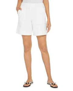 Lyssé Denim Bermuda Shorts Women's XL White Solid Patch Pockets Pull On NWT (54) - Picture 1 of 13