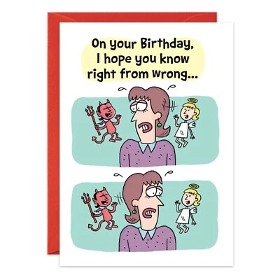 Humor Funny Right From Wrong Birthday Card Friend oatmeal studios - Image 1 of 2