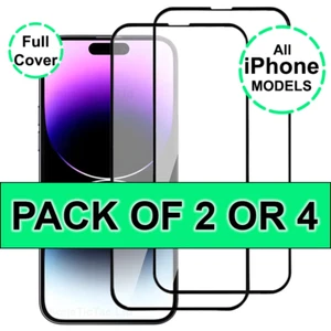 2/4 PACK Tempered Glass Screen Protector iPhone 16 15 14 13 12 11 Max Pro Plus X - Picture 1 of 9