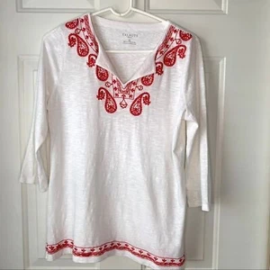 Talbots White Cotton Tunic Swimsuit Cover Up Top Medium Petite - Picture 1 of 6