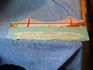 Old Postcard Golden Gate Bridge 9 7/8 Inches Wide Published E. F. Clements - Picture 1 of 6