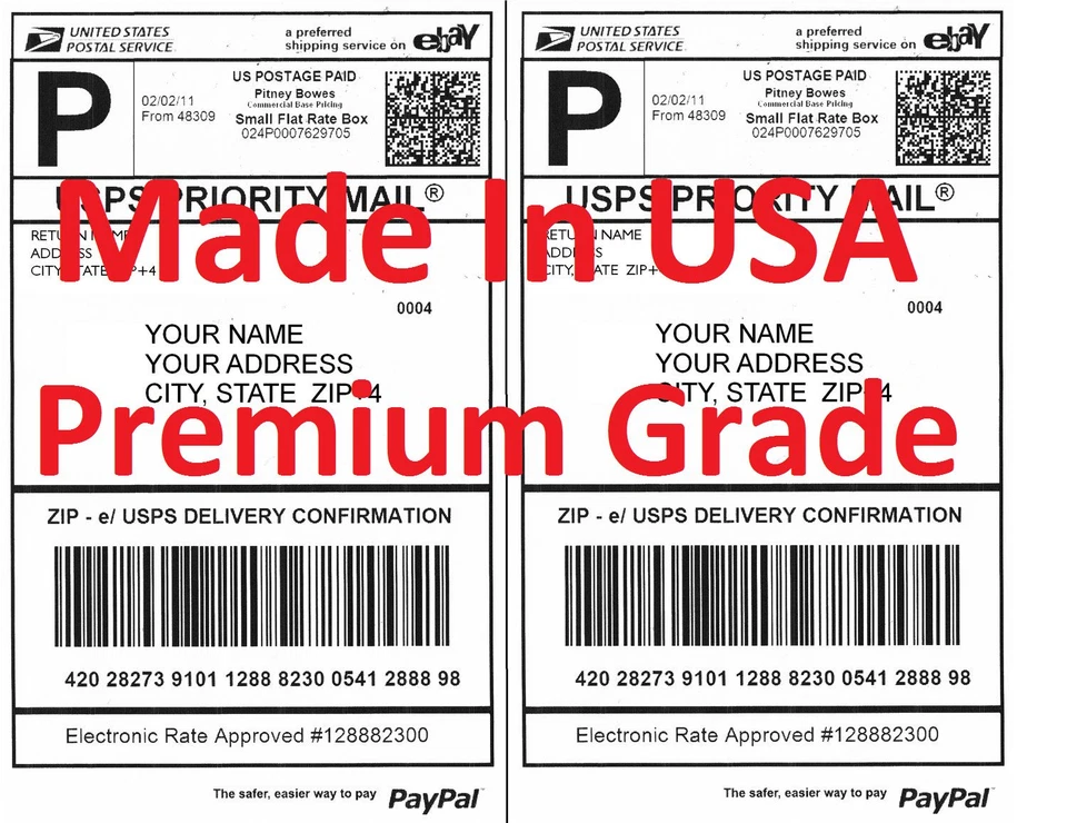 Premium Shipping Labels-Made in USA-Self Adhesive-USPS UPS FEDEX PayPal-8.5x11 - Image 1 of 1