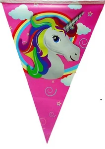 UNICORN PINK PARTY FLAG BANNER BUNTING PARTY DECORATION PARTY SUPPLIES - 1 PACK - Picture 1 of 1