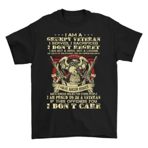 I Am A Grumpy Veteran I Served I Sacrificed Don't Regret T-Shirt Graphic T Shirt - Picture 1 of 4
