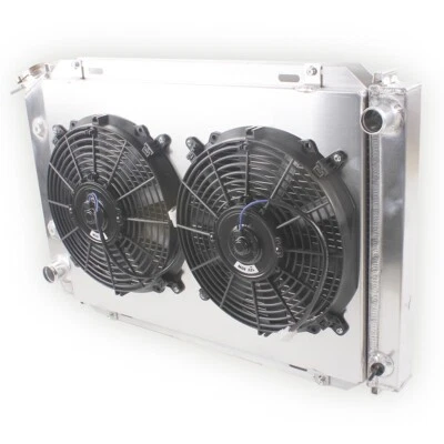 Aluminum Radiator 2xFans Shroud for 1980-1983 Ford Fairmont 2.3L 3.3L 4.2L V8 - Image 1 of 4
